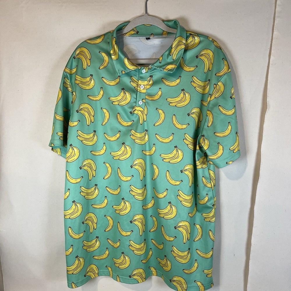 Banana Themed‎ Polo- Men's Large Funny Theme Go Bananas! Cool Vibes Summery